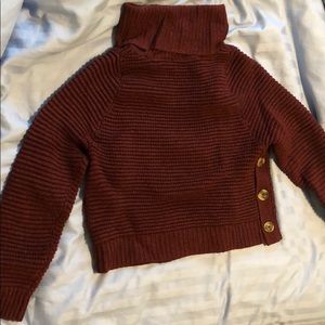 Madewell burgundy turtleneck with buttons